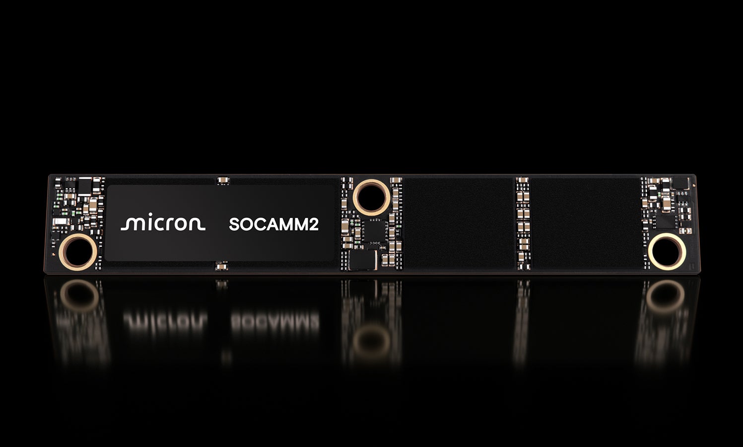 SOCAMM2 module front view on black background